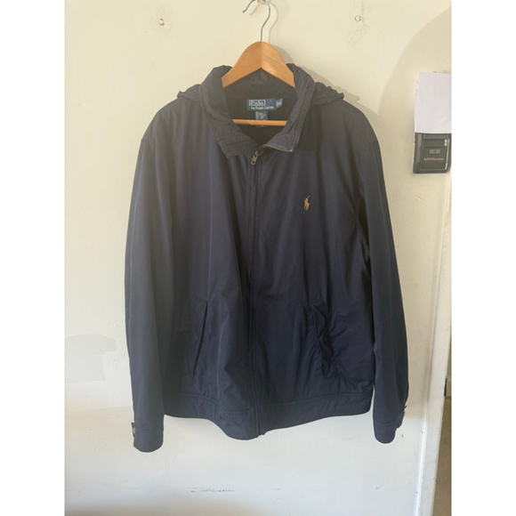Men's Polo Ralph Lauren Jacket XL Navy Blue Full Zip Hooded - Picture 9 of 13